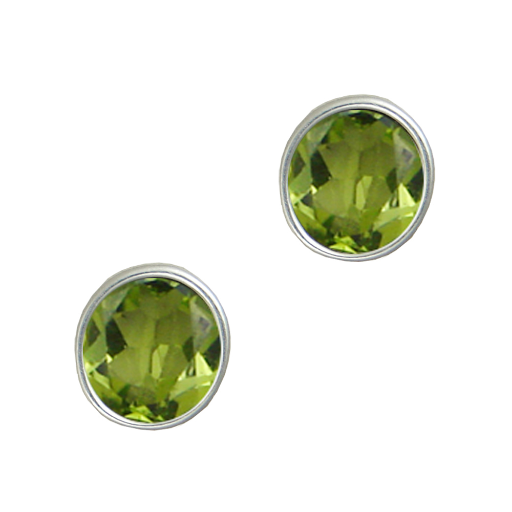 Sterling Silver Post Stud Earrings With Peridot